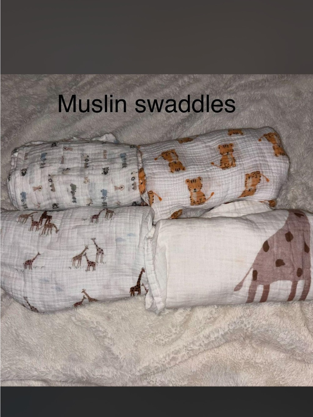 Muslin Swaddle Blankets - Neutral Animal Prints
